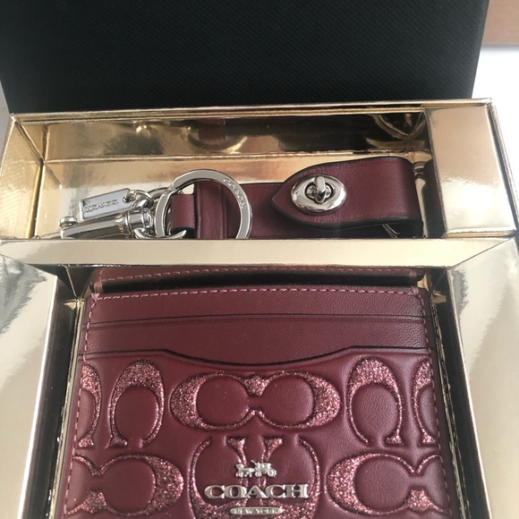 Coach Wine Color Card case and Key Ring NWT Box - Picture 2 of 6